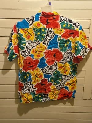 South Channel Shirt Mens S-M Tropical Floral Rayon Short Sleeve Button Front - Thumbnail 3