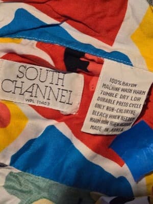 South Channel Shirt Mens S-M Tropical Floral Rayon Short Sleeve Button Front - Thumbnail 2