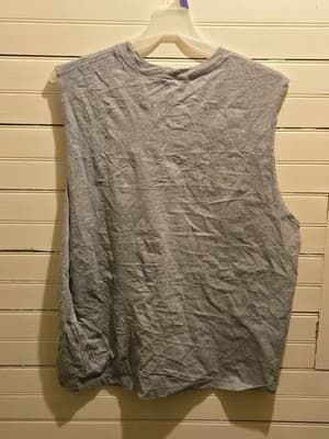 Faded Glory Tank Top Mens XL 46-48 Gray Sleeveless Cotton Blend Muscle Tee Print - Thumbnail 3