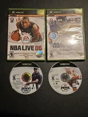 Lot of 4 Xbox Sports Games EA Sports Good Condition NFL Madden,NBA,NHL,MLB MVP - Image 1