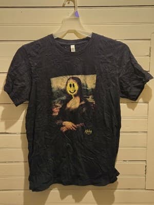 Bella Canvas Shirt Mens L Mona Lisa Graphic Short Sleeve Black Art Tee Soft - Image 1