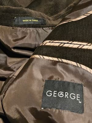 George Suit Coat Mens XXL Brown Corduroy Lined Notched Pockets Two Button Jacket - Thumbnail 2