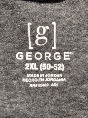 George Shirt Mens 2XL Gray Short Sleeve Crew Neck Basic Tee Oversized Casual - Thumbnail 2