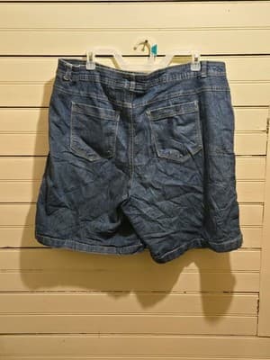 Just My Size Shorts Womens 22W Denim Bermuda Pull On Casual Elastic Waist Blue - Thumbnail 3