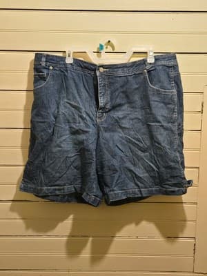 Just My Size Shorts Womens 22W Denim Bermuda Pull On Casual Elastic Waist Blue - Image 1