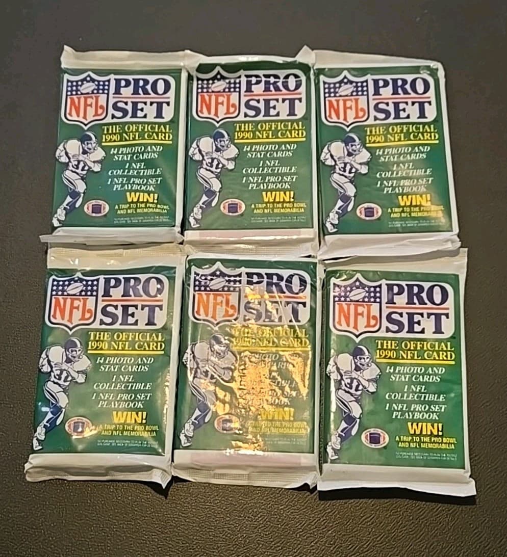 1990 Pro Set Football Series 1 Lot Of 6 Packs - 14 Cards Per Pack - Image 1