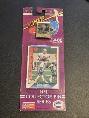 Lot of 6 NFL Collector Pin Series 1991 ACE Novelty w/ Card Marino Montana Aikman - Thumbnail 3