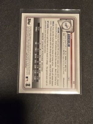 2020 Bowman #63 Tony Gonsolin - Thumbnail 2