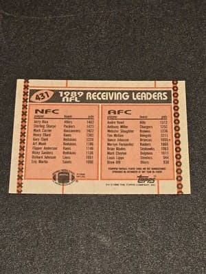 1990 Topps #431 1989 Receiving Leaders (Jerry Rice / Andre Reed) LL - Thumbnail 2