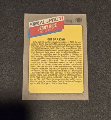 1991 Fleer #20 Jerry Rice All-Pro '91 - Thumbnail 2