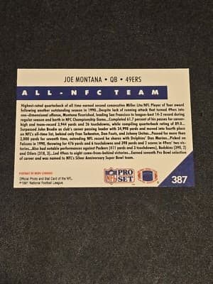 1991 Pro Set #387 Joe Montana - Thumbnail 2