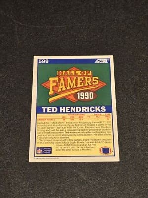 1990 Score #599 Ted Hendricks - Thumbnail 2