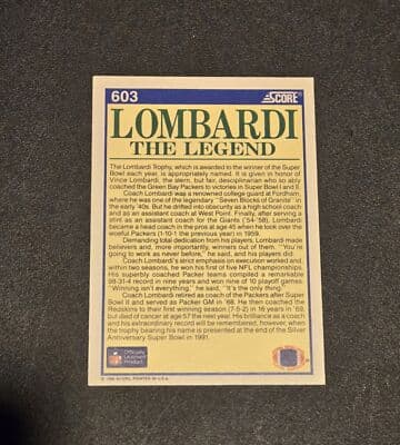 1990 Score #603a Lombardi the Legend - Thumbnail 2