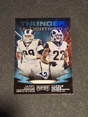 2019 Panini Playoff #20 Aaron Donald / Marcus Peters Thunder & Lightning - Image 1