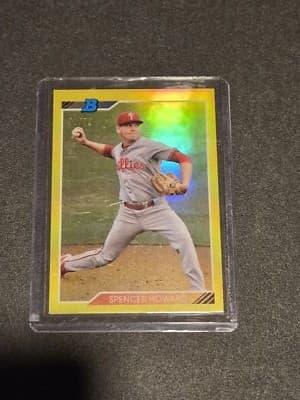 2020 Bowman Heritage #92CP-SH Spencer Howard Chrome Prospects Yellow #/75 - Image 1