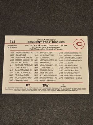 2024 Topps #133 Resilient Reds Rookies: Youth of Cincinnati Getting It Done - Thumbnail 2