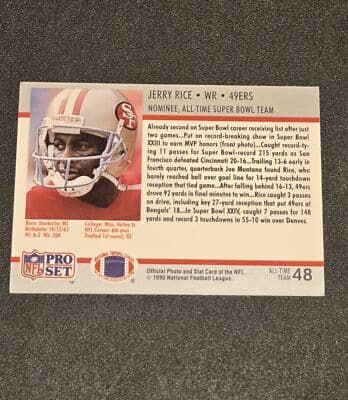 1990-91 Pro Set Super Bowl XXV Silver Anniversary Commemorative #48 Jerry Rice - Thumbnail 2