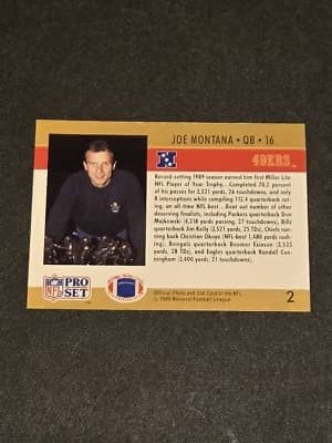 1990 Pro Set FACT Cincinnati #2 Joe Montana - Thumbnail 2