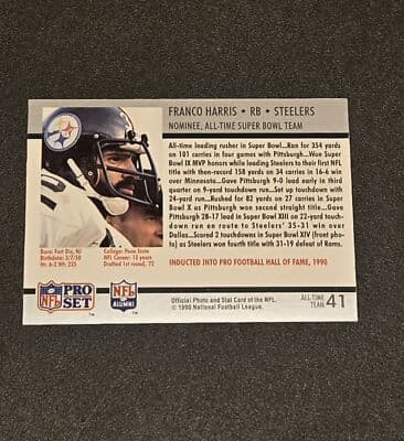 1990-91 Pro Set Super Bowl XXV Silver Anniversary #41 Franco Harris - Thumbnail 2