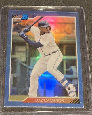 2020 Bowman Heritage #92CP-DAZ Daz Cameron Chrome Prospects Blue #/99 - Image 1