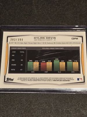 2014 Bowman Draft #CDP94 Dylan Davis Chrome Blue Refractors #/399 - Thumbnail 2