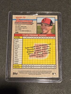 2020 Bowman Heritage #92CP-TF Tyler Freeman Chrome Prospects Blue #/99 - Thumbnail 2