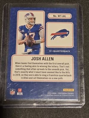2022 Panini Contenders #WT-JAL Josh Allen Winning Ticket Emerald - Thumbnail 2