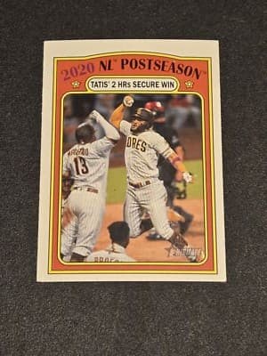 2021 Topps Heritage #21 2020 NL Postseason: Tatis' 2 HRs Secure Win - Image 1
