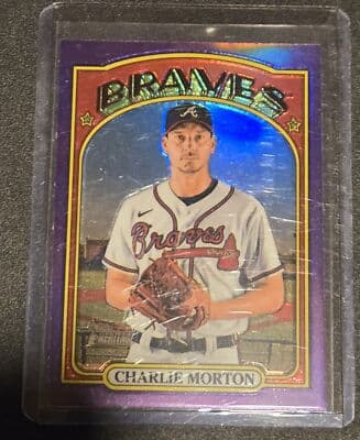 2021 Topps Heritage #680 Charlie Morton Chrome Purple Refractor - Image 1