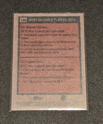 2024 Topps Heritage #199 2012 MVPs (Miguel Cabrera / Buster Posey) MVP - Thumbnail 2