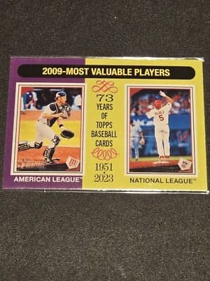2024 Topps Heritage #205 2009 MVPs (Joe Mauer / Albert Pujols) MVP - Image 1