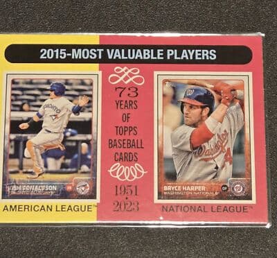 2024 Topps Heritage #208 2015 MVPs (Josh Donaldson / Bryce Harper) MVP - Image 1