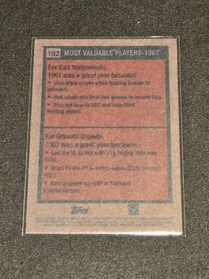 2024 Topps Heritage #192 1967 MVPs (Carl Yastrzemski / Orlando Cepeda) MVP - Thumbnail 2