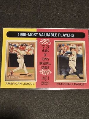2024 Topps Heritage #201 1999 MVPs (Ivan Rodriguez / Chipper Jones) MVP - Image 1