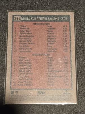 2024 Topps Heritage #311 Earned Run Average Leaders-2023 Gerrit Cole/Blake Snell - Thumbnail 2