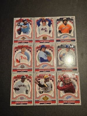 Topps World Series Heroes Baseball Card Lot 9 Gary Sheffield Tom Seaver Clemente - Image 1