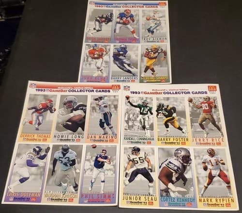 NFL Mcdonalds 1993 Gameday Football Cards Lot Sheet A,B And C - Image 1