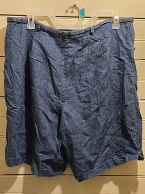 White Stag Shorts Womens 14 Blue Chambray Relaxed Fit Bermuda Casual Pockets - Thumbnail 3