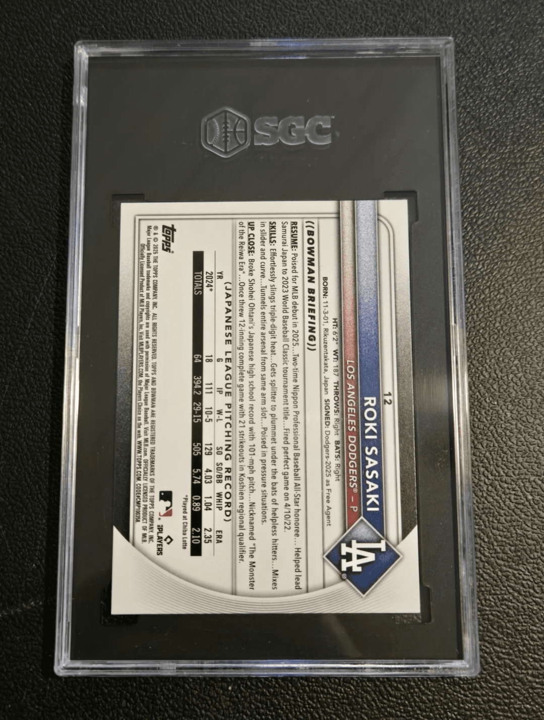 Dodgers Lot Ohtani SGC 10 + Roki Sasaki RC SGC 9.5 & New Era 9FIFTY Snapback - Thumbnail 5