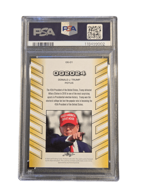Donald J Trump Trading Cards PSA 8 Leaf OG GMA 10 + 2 MAGA Hats Bundle Set Lot - Thumbnail 8