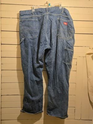 Dickies Jeans Mens 46 Carpenter Work Pants Blue Denim Heavy Duty 46x30 Relaxed - Thumbnail 4