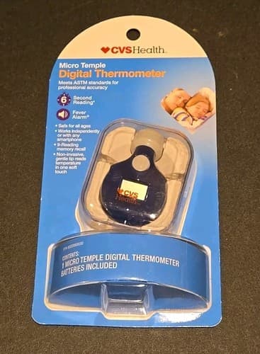 CVS Health Micro Temple Digital Thermometer w Batteries & Travel Case - Image 1