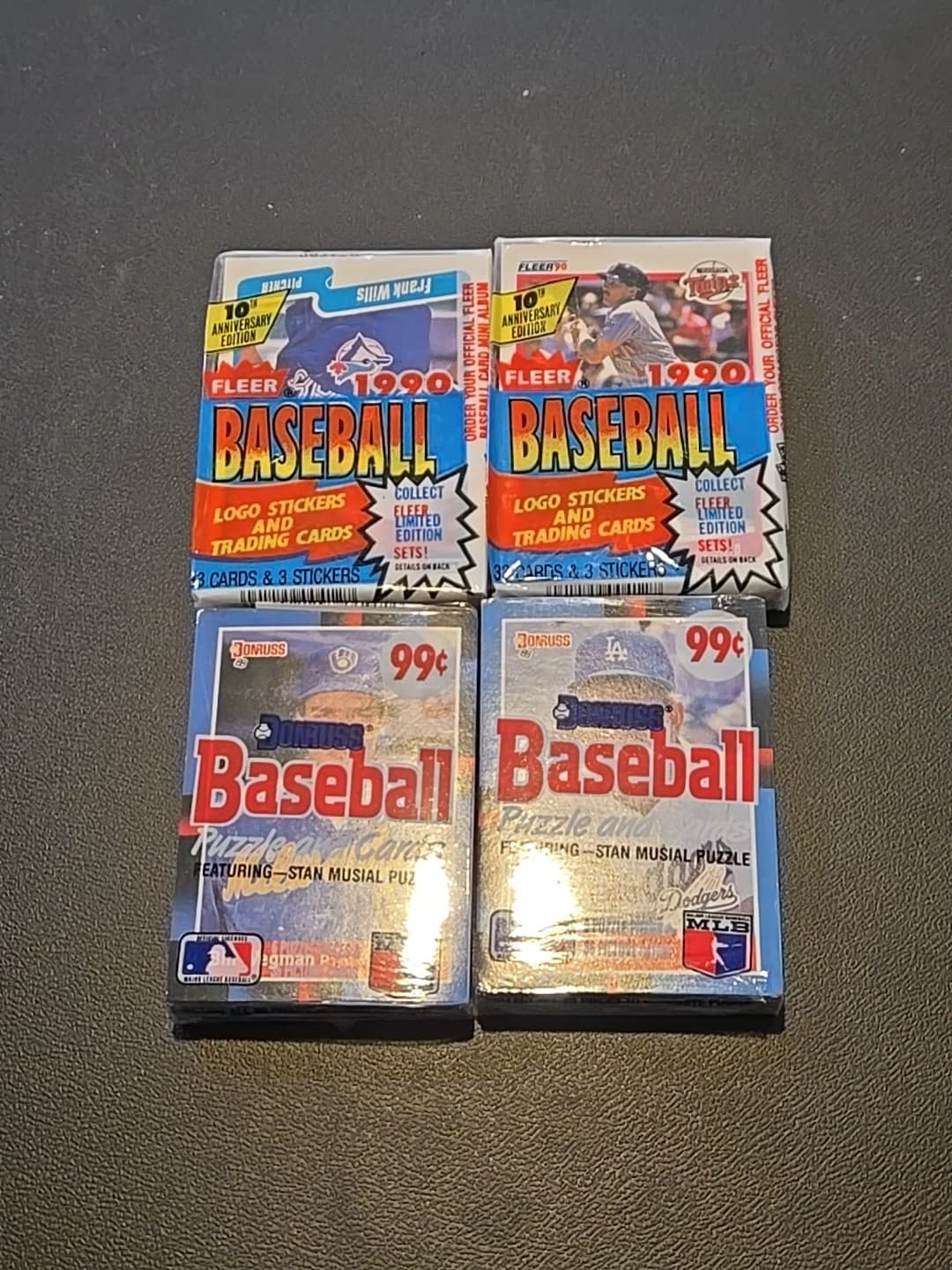 Lot Of 4 Mlb Cello Packs 2 Fleer 1990 And 2 Donruss 1988 - Image 1