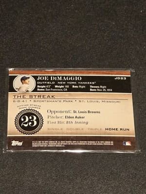 2007 Topps #JD23 Joe DiMaggio Joe DiMaggio: The Streak - Thumbnail 2