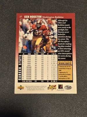 1997 Upper Deck Legends #27 Ken Houston - Thumbnail 2