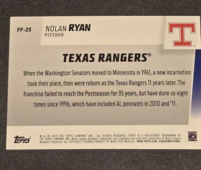 2019 Topps #FF-25 Nolan Ryan Franchise Feats - Thumbnail 2