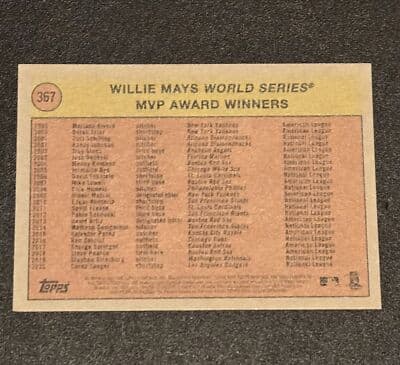 2021 Topps Heritage #367 Willie Mays World Series MVP Award - Thumbnail 2