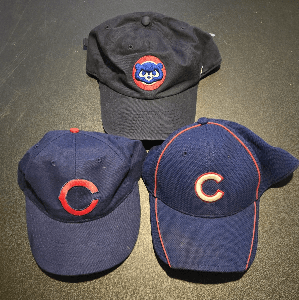 Vintage Chicago Cubs Hat Lot of 3 – Classic C Logo, Angry Bear, MLB Baseball Cap - Image 1