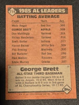 1986 Topps #714 George Brett - Thumbnail 2