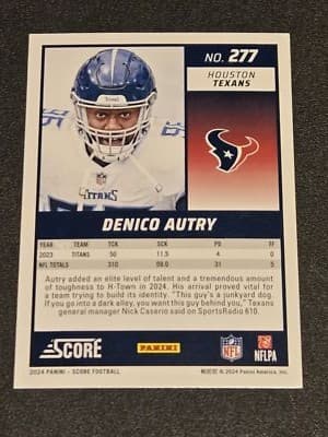 2024 Score #277 Denico Autry Red - Thumbnail 2
